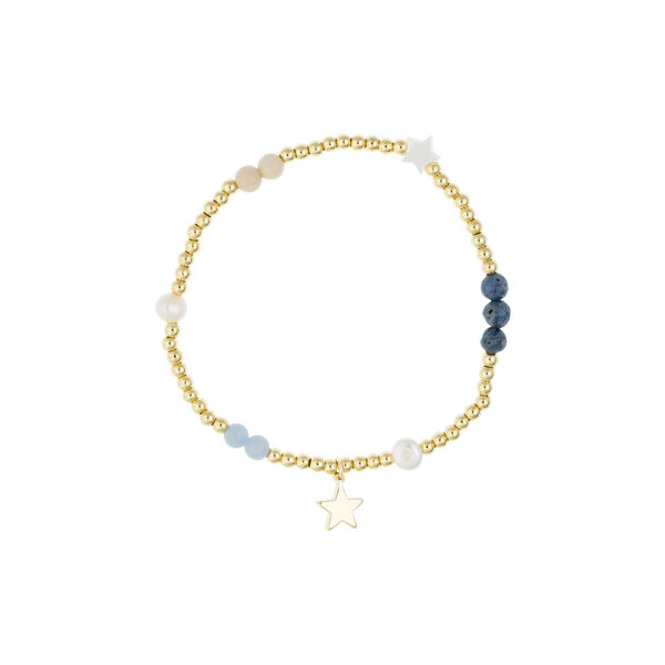 Metal Bead armb&aring;nd m/Stone Beads/Pearls, blue/sand mix, DARK department