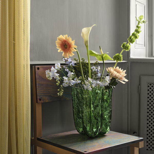 Crackle vase, green, Kosta Boda