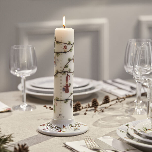 Hammershøi jul lysestake til kubbelys, hvit m. deko, Kähler