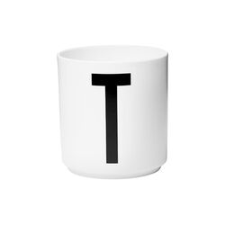 Arne Jacobsen porselenskopp, T, Design Letters