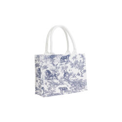 Canvas Tote Small, country blue savannah pattern, DARK department