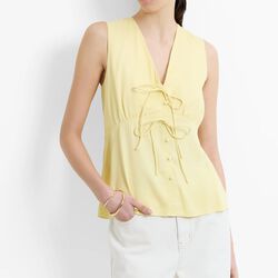 CANDICE SATIN BOW TIE UP TOP, mellow yellow, French Connection
