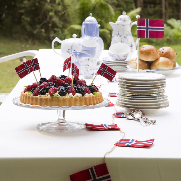 Bordflaggstang norsk flagg, rød, hvit, blå, Langkilde & Søn