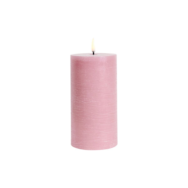 LED pillar candle, Dusty rose, Rustic, 7,8x15 cm, Uyuni Lighting