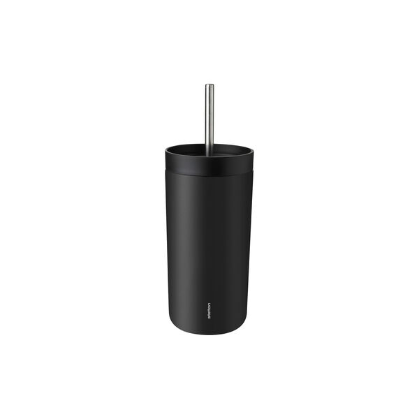 To Go Sip termokopp med sugerør, soft black To Go Sip termokopp med sugerør, soft black, Stelton