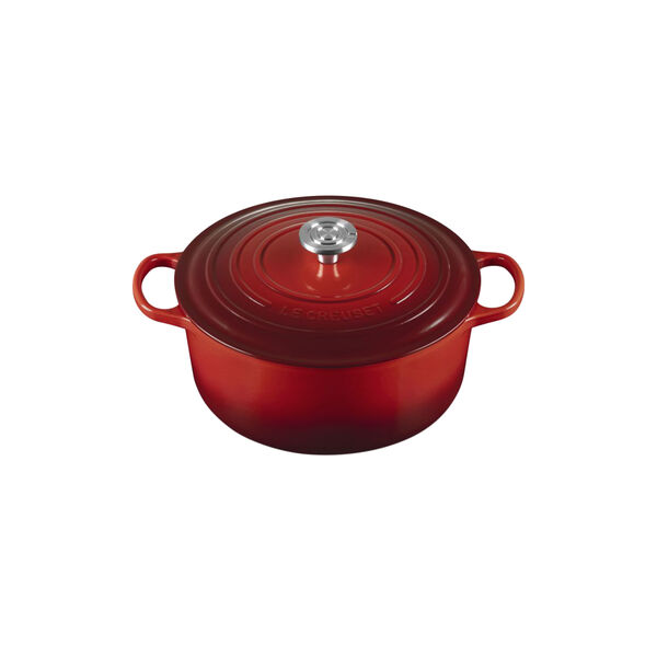 Signature st&oslash;pejern rund gryte | 28 cm | Cerise, Le Creuset