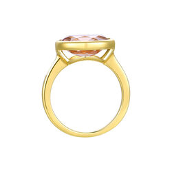 Selene Bezel Solitaire Ring, gold/morganite cz, Nila Noor