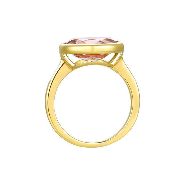 Selene Bezel Solitaire Ring, gold/morganite cz, Nila Noor