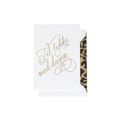 Til Lykke Med Dagen kort, hvit/gull, CARDSOME