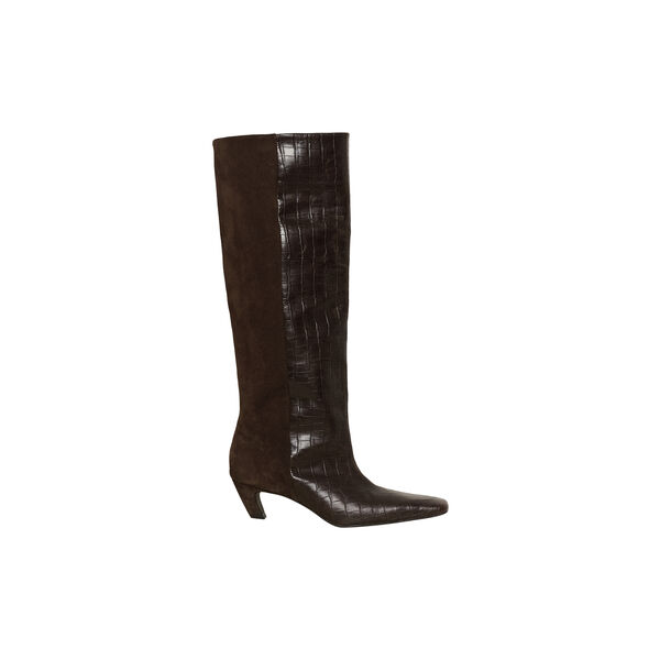 GZbobbie croco boots, dark brown croco, Gestuz