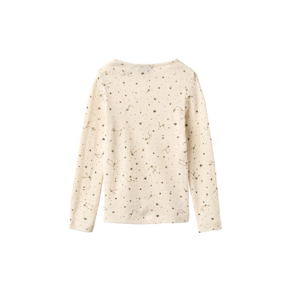 Wool T-Shirt L/S Alfie, 3130 eggshell flowers, Wheat