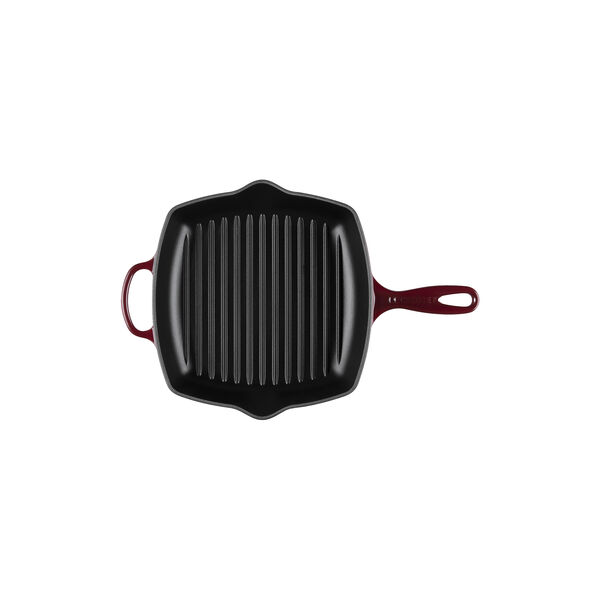 Signature st&oslash;pejern kvadratisk grillpanne 26 cm, garnet, Le Creuset