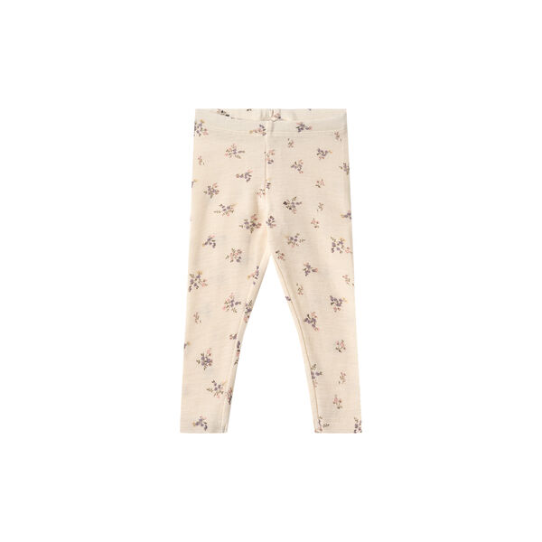 Wool Leggings Agi, 3130 eggshell flowers, Wheat