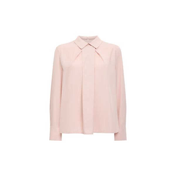 MILA GEORGETTE PLEAT POPOVER SHIRT, powder pink, French Connection