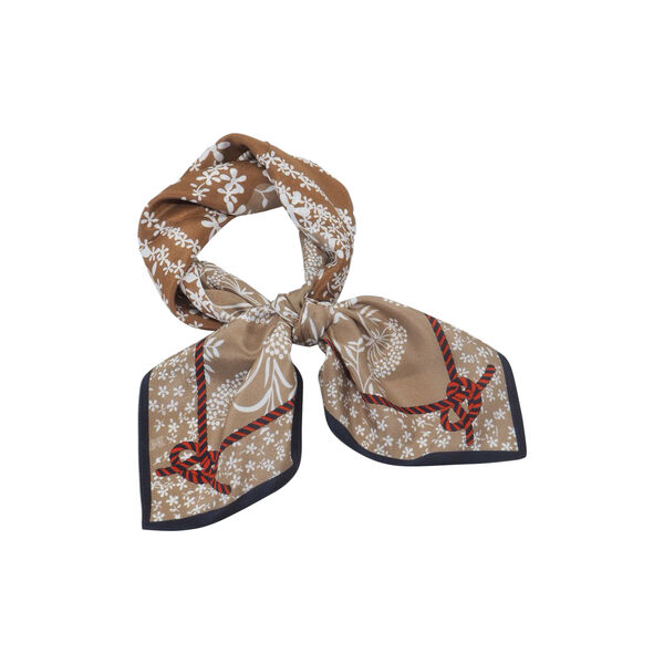 Silkeskjerf, beige/m&oslash;rkebl&aring;, 7 DAYS