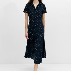 LANEY MILA MIDI SHIRT DRESS, new navy/linen white, French Connection
