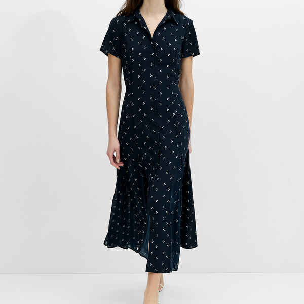 LANEY MILA MIDI SHIRT DRESS, new navy/linen white, French Connection
