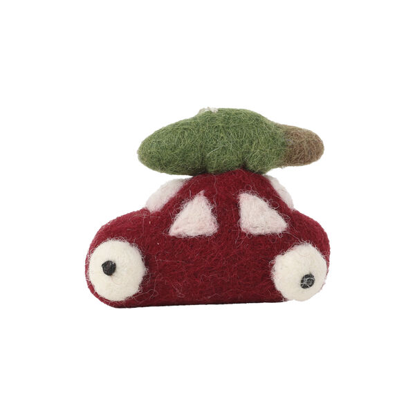 Rød bil med tre, Gry & Sif