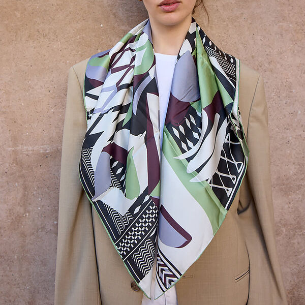 VINTAGE&nbsp;GEO&nbsp;Skjerf, gr&oslash;nn, Bella Ballou