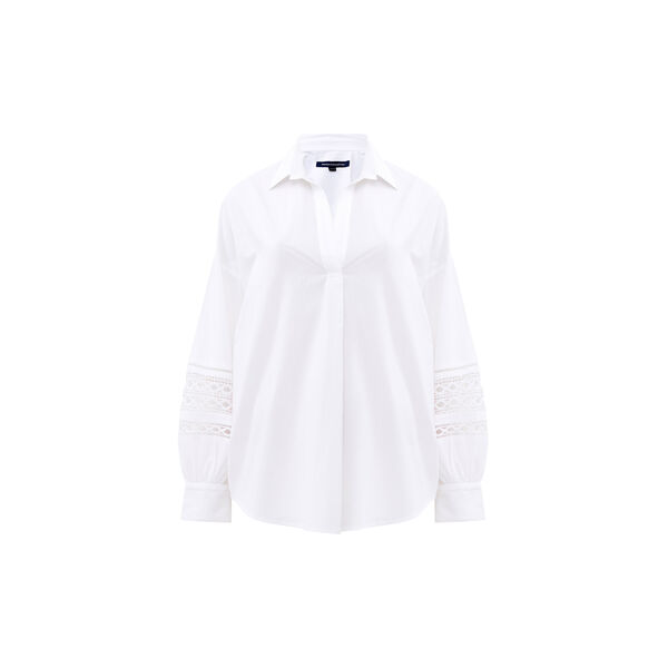 RHODES EMBROIDERED lS SKJORTE, linen white, French Connection