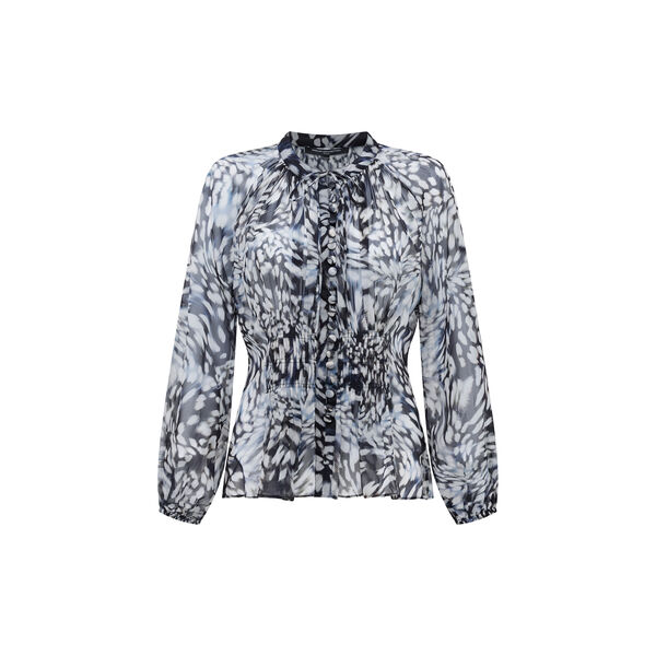 EMINA CHIFFON ALLEGRA LONG SLEEVE TOP, charcoal multi, French Connection