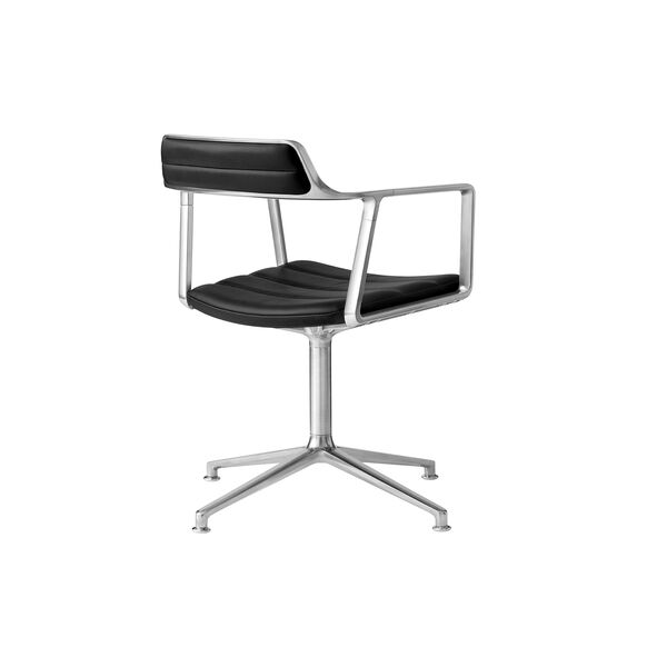 VIPP452 Swivel Chair with Gliders, black/polished aluminium, Vipp