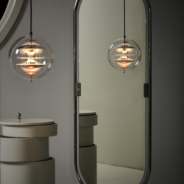 VP Globe Pendant, chrome/red/blue, Ø 28 cm, Verpan