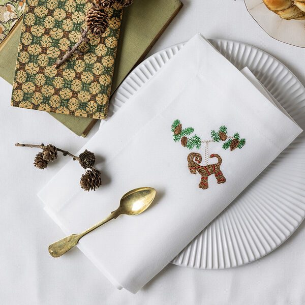 Juleserviett med julehjerte, hvit, Langkilde & Søn