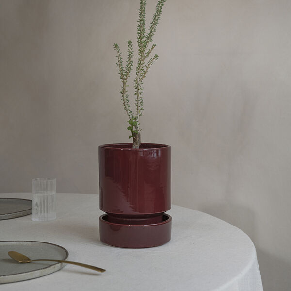 Hoff GLAZED potte, deep burgundy, Bergs Potter