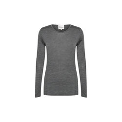 10 THE ONECK LONG SLEEVE, dark grey melange, My Essential Wardrobe
