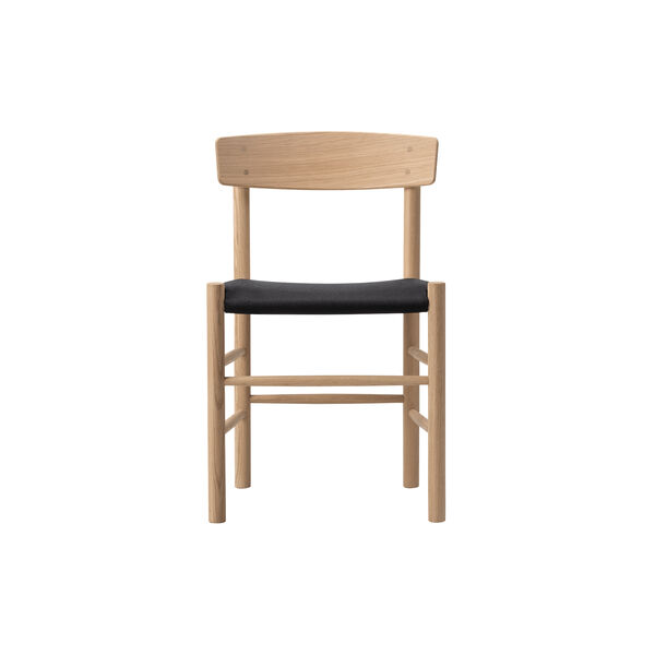 J39 Mogensen Chair with Seat Upholstery, soap treated oak/black canvas, Fredericia Furniture