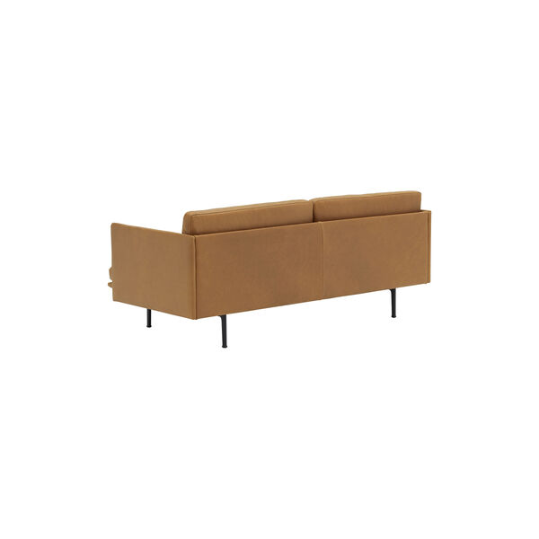 Outline Sofa 2-seter, refine skinn cognac/svart, Muuto