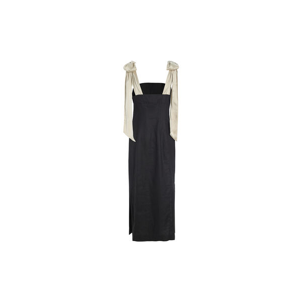 Airy linen narrow dress, black/ivory, BITTE KAI RAND