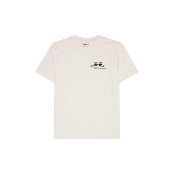 Regular drop-shoulder short sleeve heavy single jersey printed t-shirt - Regenerative Organic Certified&trade; - GOTS/Vegan, egret, KnowledgeCotton Apparel 
