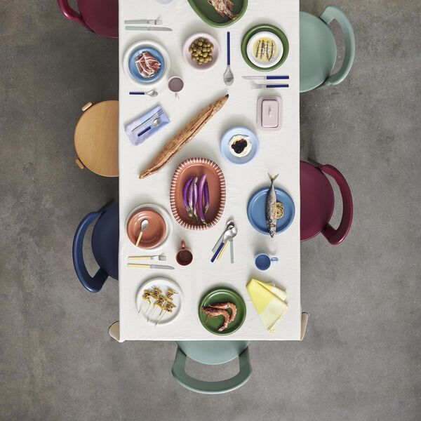 Barro Oval fat L, natural with stripes, HAY