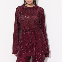 Karin Sequin Blouse, deep red, HUNKØN