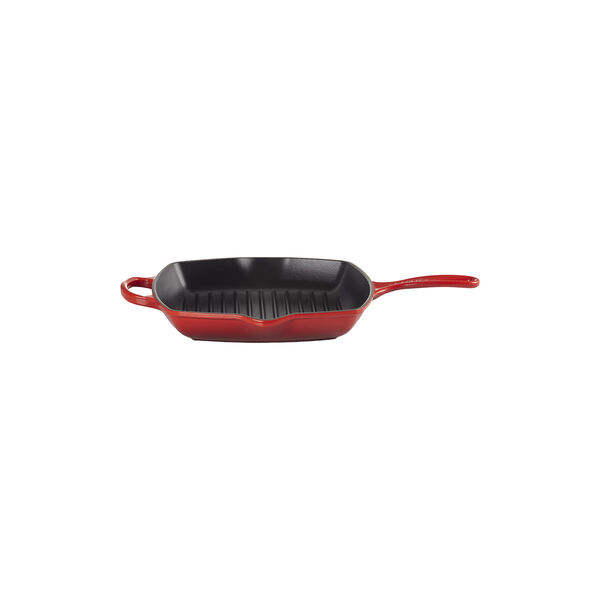 Signature st&oslash;pejern kvadratisk grillpanne 26 cm, cerise, Le Creuset