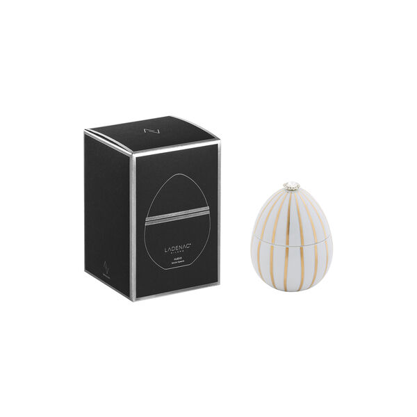 Bois de Russie duftlys egg, white gold stripes, LADENAC