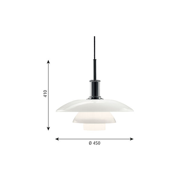 PH 4&frac12;-4 glass pendel, krom, Louis Poulsen